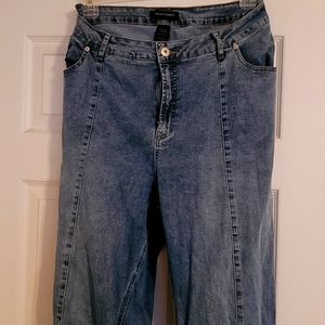 Medium Wash Flare Wide Leg Jeans